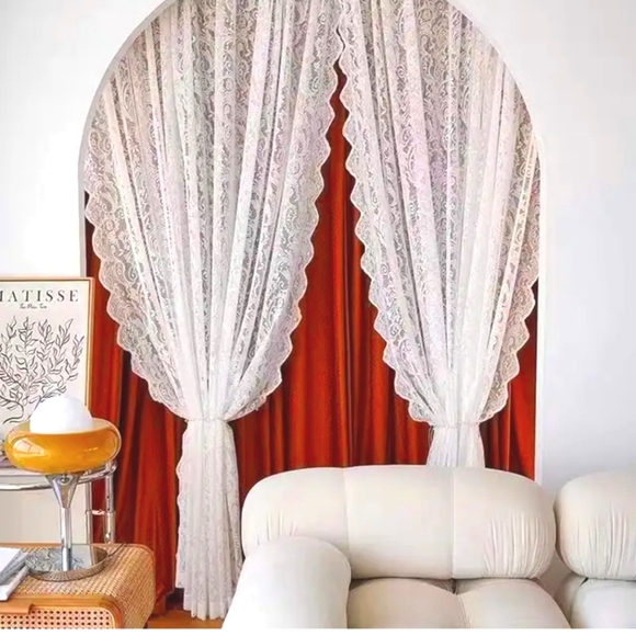 108 white Sets French Beautiful Maxi lace multi use cutains - Picture 3 of 4